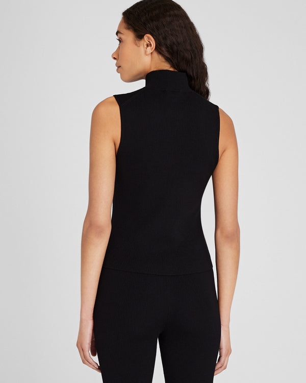 Club Monaco Sleeveless Ribbed Turtleneck Sweater Black