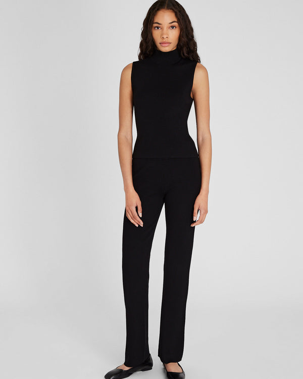 Club Monaco Sleeveless Ribbed Turtleneck Sweater Black