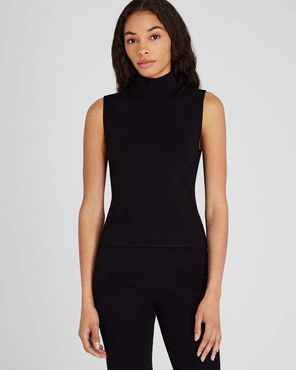 club monaco Sleeveless Ribbed Turtleneck Sweater Black