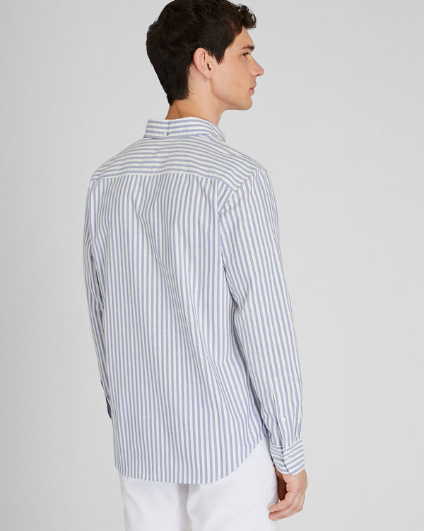 Club Monaco Slim Lightweight Oxford Shirt Blue Stripe