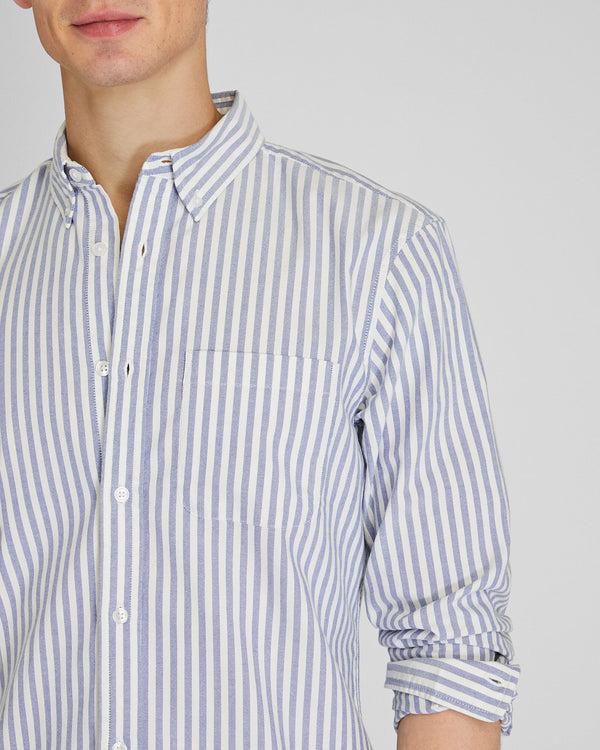 Club Monaco Slim Lightweight Oxford Shirt Blue Stripe
