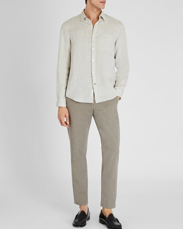 Club Monaco Slim Long-Sleeve Button-Down Linen Shirt Beige Mix