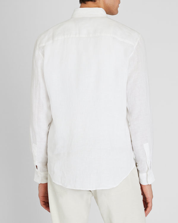 Club Monaco Slim Long-Sleeve Button-Down Linen Shirt White