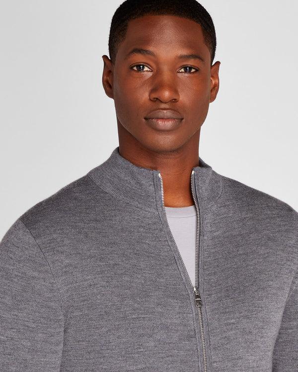 Club Monaco Soft Doubleface Full Zip Sweater Charcoal