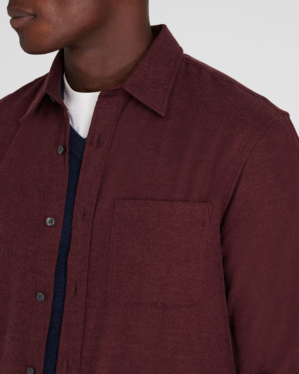 Club Monaco Solid Lightweight Flannel Shirt Burgundy