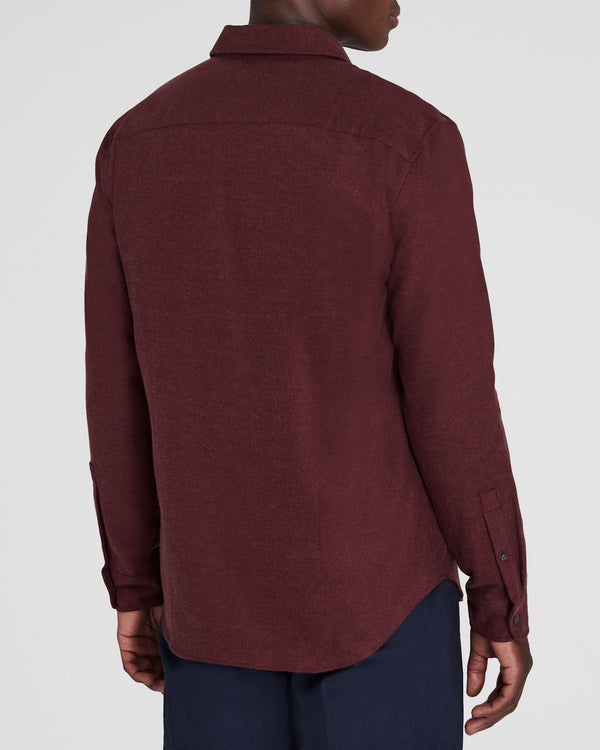 Club Monaco Solid Lightweight Flannel Shirt Burgundy
