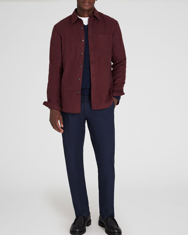 Club Monaco Solid Lightweight Flannel Shirt Burgundy