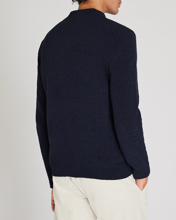 Club Monaco Statement Chenille Crewneck Sweater Navy