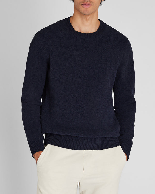 club monaco Statement Chenille Crewneck Sweater Navy
