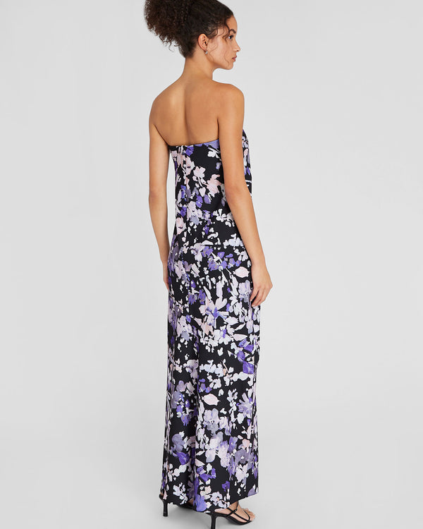 Club Monaco Strapless Printed Maxi Dress Purple Mix
