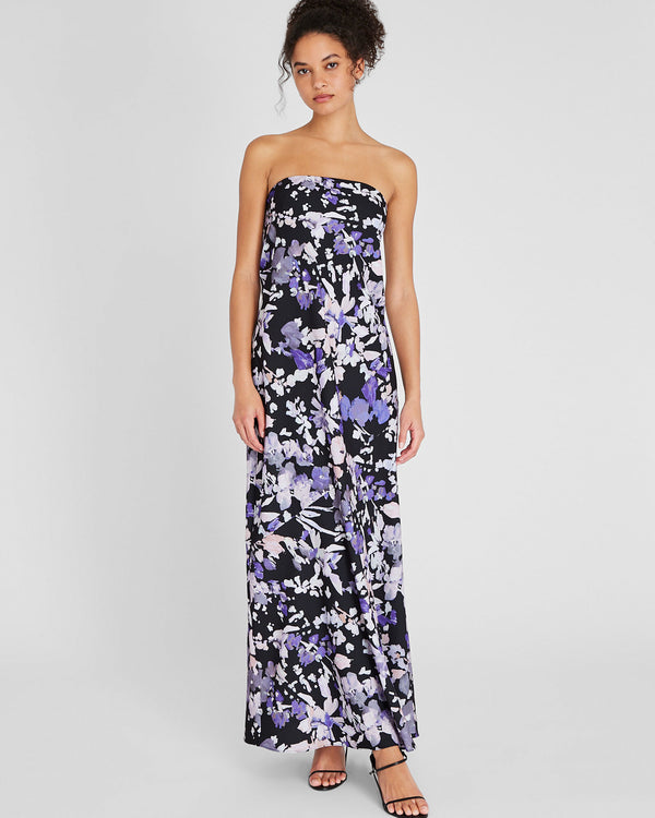 Club Monaco Strapless Printed Maxi Dress Purple Mix