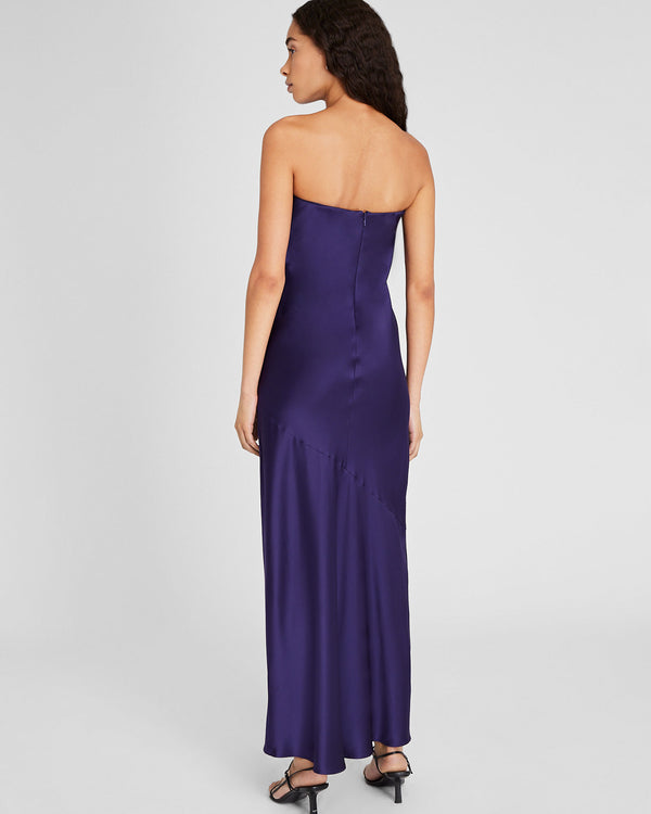 Club Monaco Strapless Silk Charmeuse Maxi Dress Dark Purple