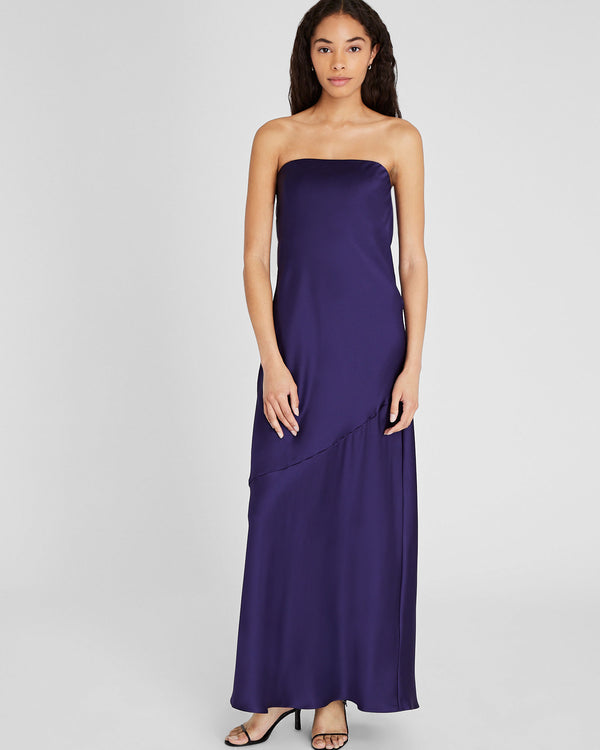 club monaco Strapless Silk Charmeuse Maxi Dress Dark Purple