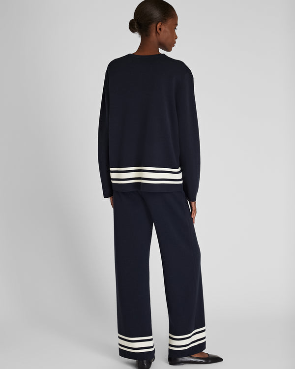 Club Monaco Stripe Border Sweater Pant Twilight Navy