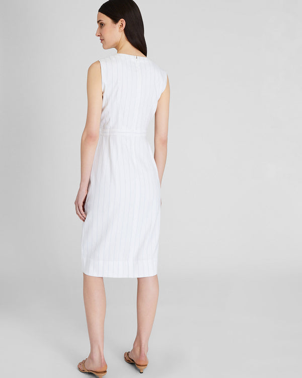 Club Monaco Striped Button Front Pencil Dress Blue Stripe