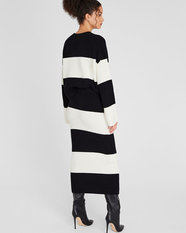 Club Monaco Striped Wool Blend Midi Skirt White Base Stripe #4