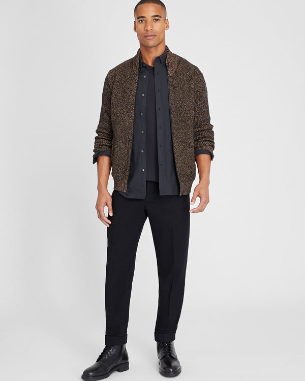 Club Monaco Textural Mouline Full Zip Sweater Black Mix