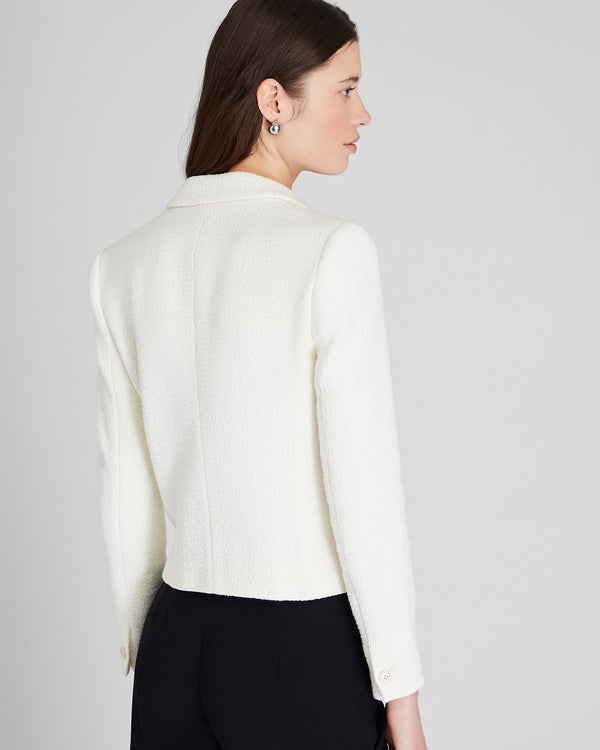 Club Monaco Textured Cropped Double Breasted Blazer Off White