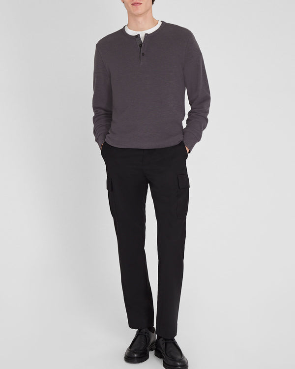 Club Monaco Textured Rib Long-Sleeve Henley Medium Grey