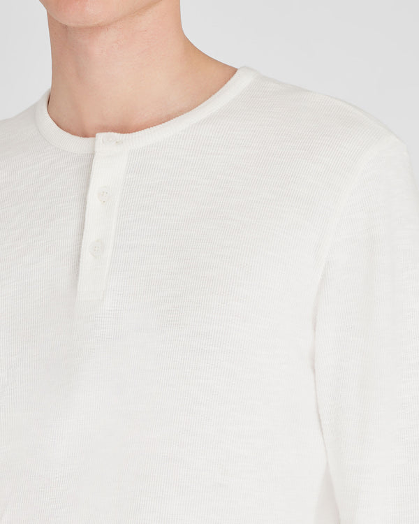 Club Monaco Textured Rib Long-Sleeve Henley Off White