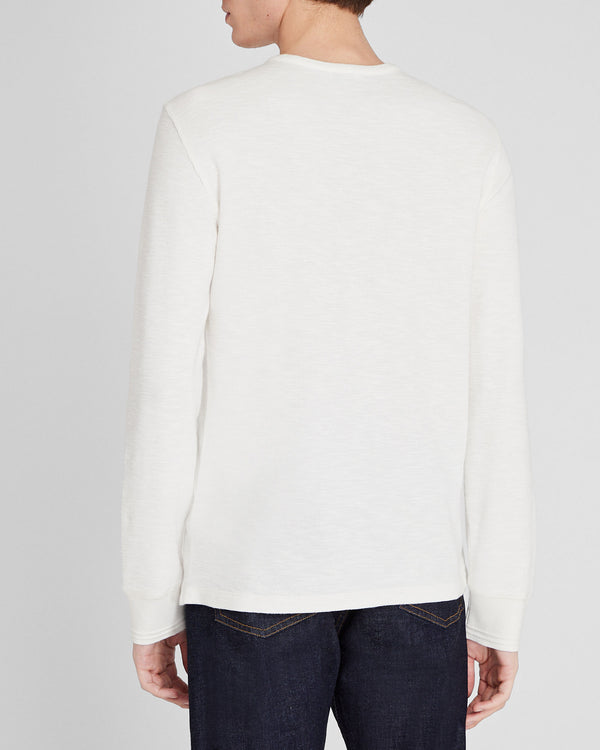 Club Monaco Textured Rib Long-Sleeve Henley Off White