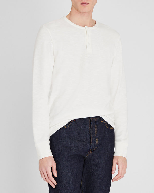 club monaco Textured Rib Long-Sleeve Henley Off White