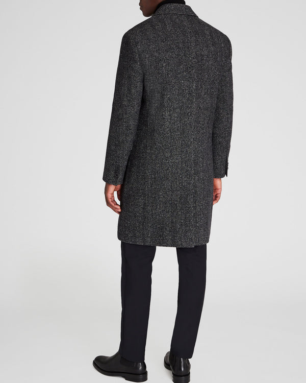 Club Monaco Textured Wool Blend Herringbone Coat Black Mix