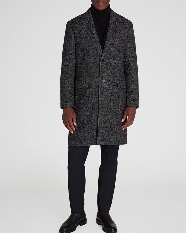 Club Monaco Textured Wool Blend Herringbone Coat Black Mix