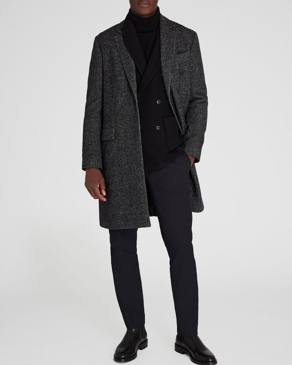 club monaco Textured Wool Blend Herringbone Coat Black Mix