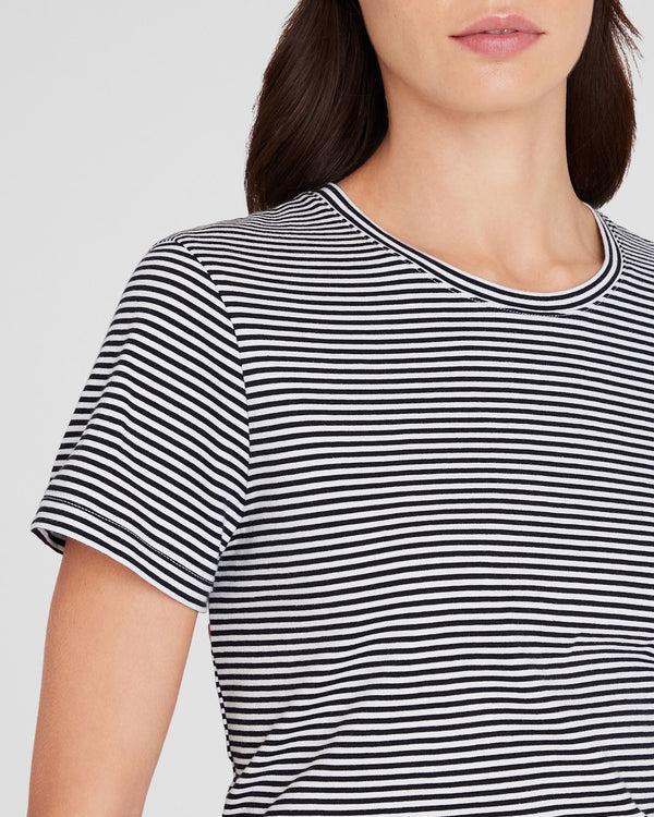 Club Monaco The Striped Crew Neck Tee White Base Stripe