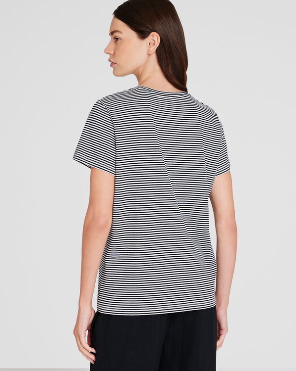 Club Monaco The Striped Crew Neck Tee White Base Stripe