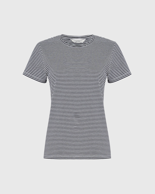 Club Monaco The Striped Crew Neck Tee White Base Stripe