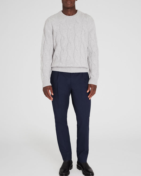Club Monaco Wide Cable Cashmere Crewneck Light Heather Grey