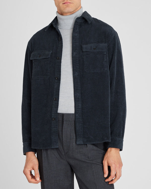 club monaco Wide Wale Corduroy Shirt Jacket Dark Blue