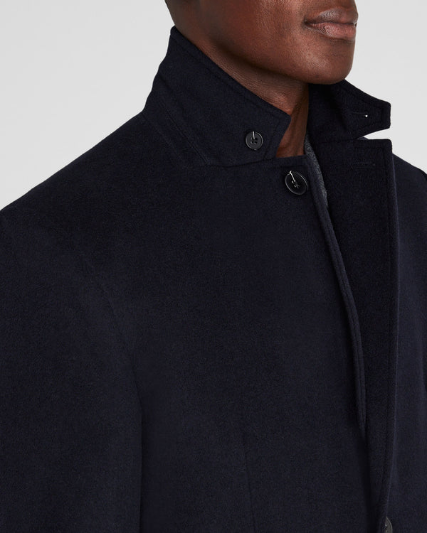 Club Monaco Wool Blend Convertible-Lapel Coat Navy Mix