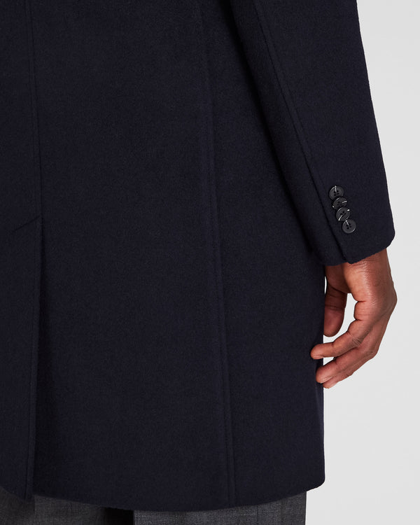 Club Monaco Wool Blend Convertible-Lapel Coat Navy Mix