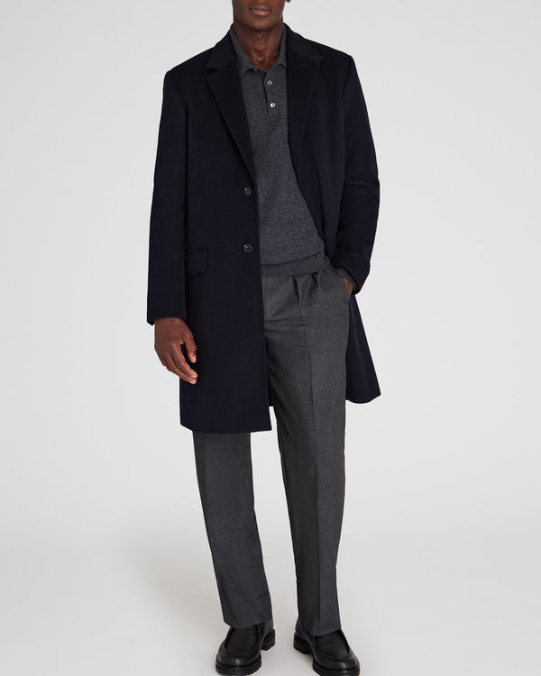 club monaco Wool Blend Convertible-Lapel Coat Navy Mix