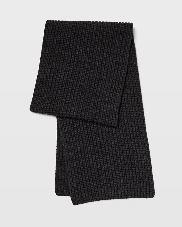 club monaco Wool Blend Ribbed-Knit Scarf Dark Heather