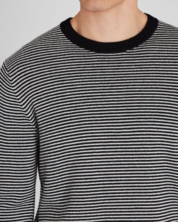 Club Monaco Wool-Blend Striped Crewneck Sweater Black Base