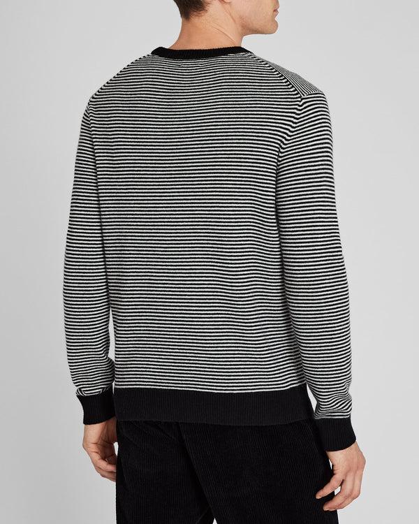 Club Monaco Wool-Blend Striped Crewneck Sweater Black Base
