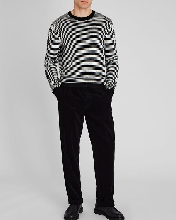 Club Monaco Wool-Blend Striped Crewneck Sweater Black Base