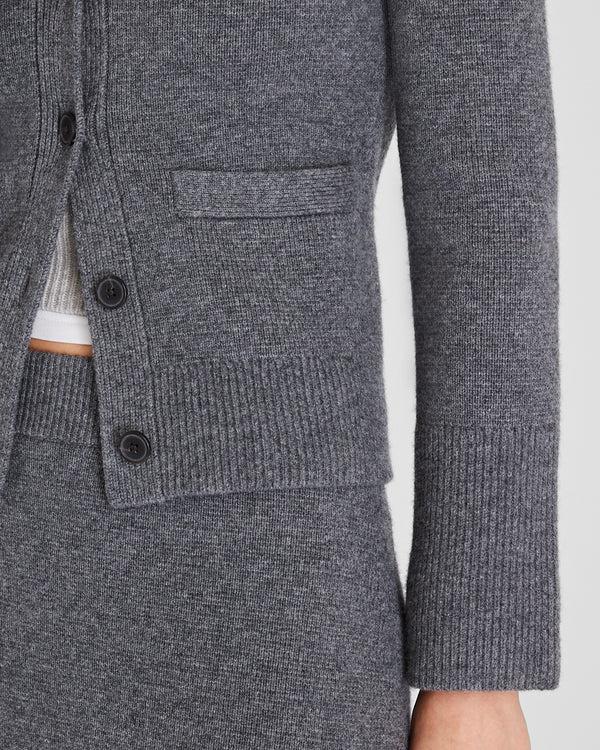 Club Monaco Wool-Cashmere Blend Milano Stitch Cardigan Charcoal