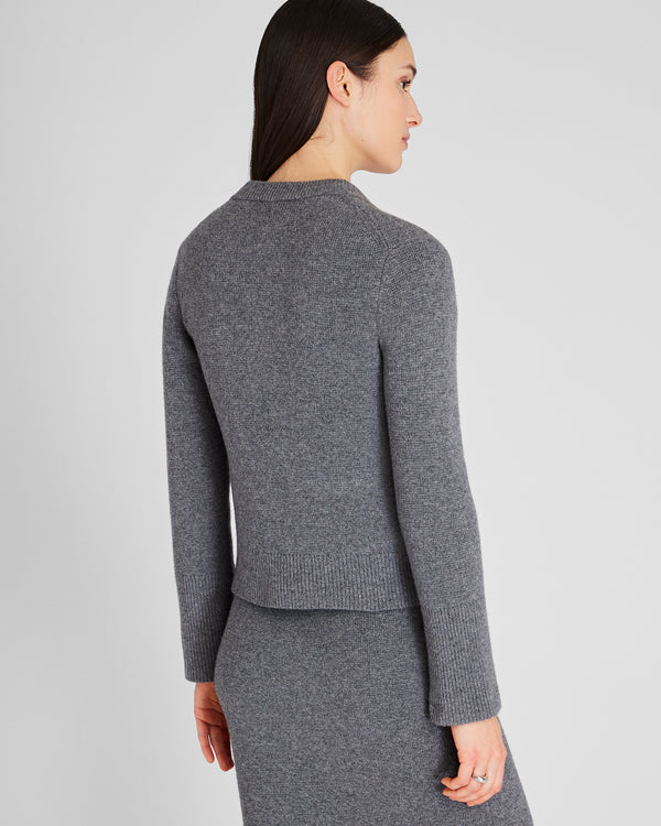 Club Monaco Wool-Cashmere Blend Milano Stitch Cardigan Charcoal