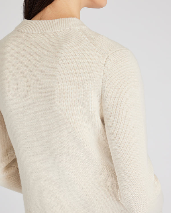 Club Monaco Wool-Cashmere Blend Milano Stitch Cardigan Warm Sand