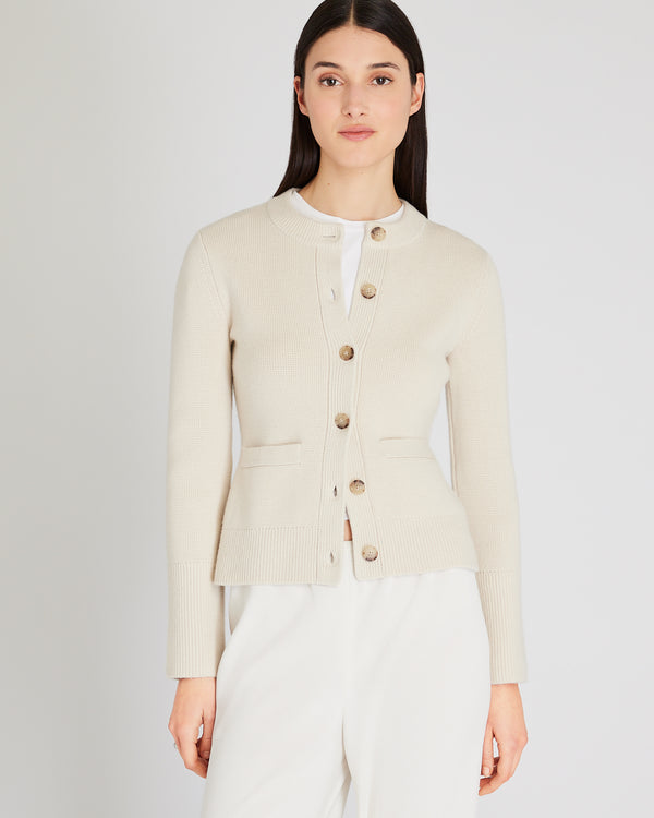 club monaco Wool-Cashmere Blend Milano Stitch Cardigan Warm Sand