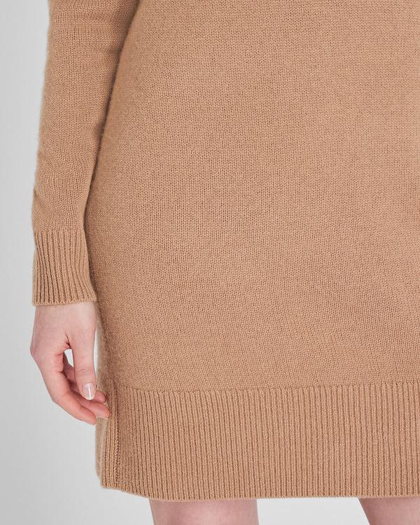 Club Monaco Wool-Cashmere Blend Mini Turtleneck Dress Camel