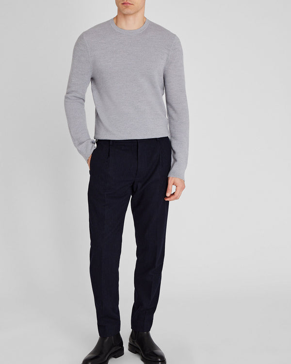 Club Monaco Wool Long-Sleeve Stitch Crew Light Heather Grey