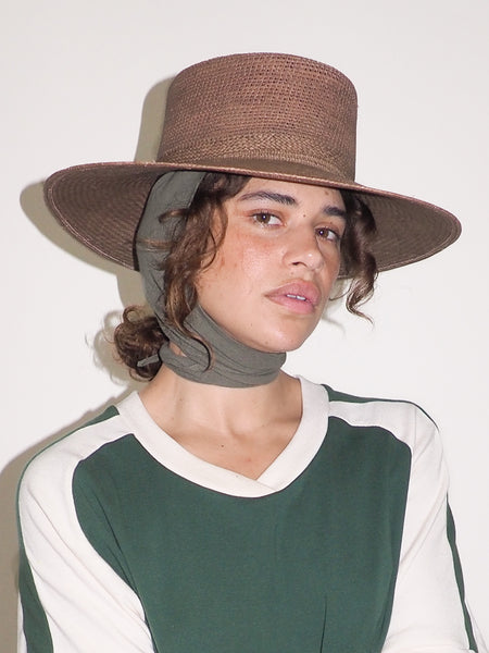 Clyde Cielo Hat W. Shade In Khaki Green Toquilla Straw
