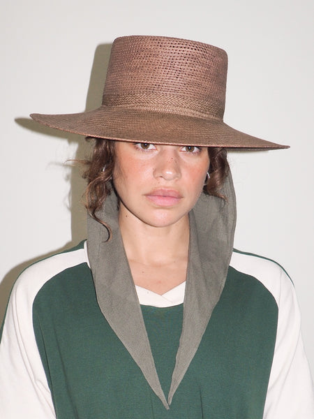 Clyde Cielo Hat W. Shade In Khaki Green Toquilla Straw