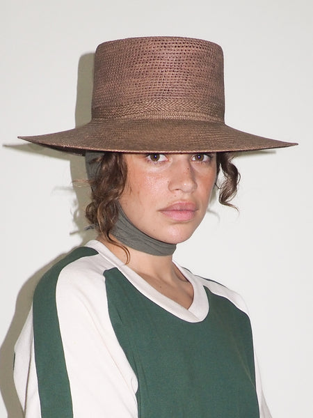 clyde Cielo Hat w. Shade in Khaki Green Toquilla Straw
